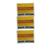 Lot de 3 écussons brodés drapeau pays avec nom - 7 x 5 cm - Écusson national thermocollant ou à coudre pour vestes, gilets, sacs à dos, chapeaux, sacs et loisirs créatifs (Vietnam du Sud)
