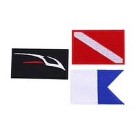 Lot de 3 écussons brodés motif drapeau de plongée - Accessoires de bricolage uniques pour sac à dos, combinaison de plongée et chapeaux