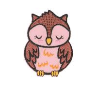 Lot de 3 écussons thermocollants animal endormi tissu bio hibou 5cm x 4cm