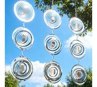 Lot de 3 Effaroucheurs d'oiseaux Réfléchissants en Acier Inoxidable, 44cm Anti-Pigeons pour Balcon avec Effet Miroir 3D, Carillon à Vent Extérieur Suspendu, Déco de Jardin Contre Hirondelles & Hérons