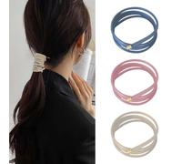 Lot de 3 élastiques à cheveux en cuir avec verrou en spirale - Accessoire de décoration pour queue de cheval - Accessoire de décoration pour queue de cheval
