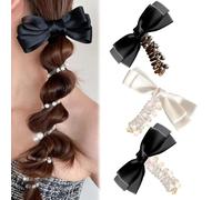 Lot de 3 élastiques à cheveux en spirale souples et incassables, chouchous colorés en fil de fer torsadé for queue de cheval, spirales de perles papillon for femmes et filles(A)