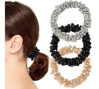 Lot de 3 élastiques à cheveux tendance avec strass, chouchous à paillettes chamapgne, chouchous élastiques brillants avec perles, accessoires de cheveux argentés scintillants pour femmes, filles