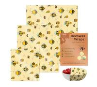 Lot de 3 emballages réutilisables en d'abeille de qualité alimentaire - 18 x 20 cm - Emballage alimentaire biologique durable et respectueux de l'environnement - Zéro déchet - Réutilisable sans
