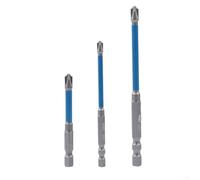 Lot de 3 embouts cruciformes FPH2 à fente pour outil d'électricien, pointe magnétique en alliage d'acier phosphaté, protection contre la rouille (3 pièces, 65 mm)