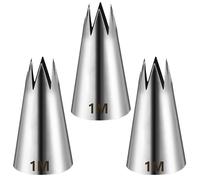 Lot de 3 embouts de glaçage en forme d'étoile ouverte argentée pour décoration de gâteaux, douilles sans couture de 1 m