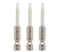 Lot de 3 embouts de tournevis Torx magnétiques à tige hexagonale de 50 mm de long de 6,35 mm de long - Embouts de tournevis Torx de sécurité en acier S2 TR9 inviolables