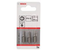 Lot de 3 embouts de vissage Extra-dur Phillips PH0 à queue 6 pans mâle 1/4 Longueur 25mm BOSCH 2607001506