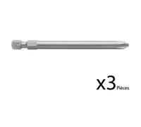 Lot de 3 embouts de vissage Extra-dur Phillips PH3 à queue 6 pans mâle 1/4 Longueur 89 mm BOSCH 2607001537