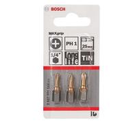 Bosch Accessoires Jeu d'embouts de vissage Max Grip 3 pièces PH1 25 mm pour vis cruciformes
