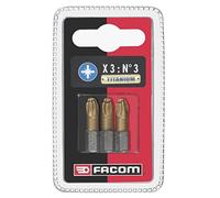 Lot de 3 embouts ED.133T - Pozidriv PZ3 high perf' titanium - Facom