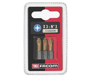 Lot de 3 embouts ED.133T - Pozidriv PZ3 high perf' titanium - Facom