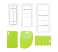 Lot de 3 emporte-pièces carrés avec 3 grattoirs, moule à gâteau fondant, emporte-pièce géométrique, emporte-pièce pour biscuits