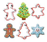 Lot de 3 emporte-pièces de Noël, bonhomme en pain d'épices, flocon de neige, arbre de Noël avec bord rouge en PVC souple pour la pâtisserie