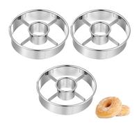 Lot de 3 emporte-pièces en acier inoxydable pour donuts multi-usages avec centre, 10 cm, outils de cuisson pour mousse, bagels, biscuits