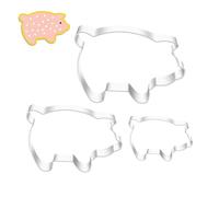 Lot de 3 emporte-pièces en forme de cochon en acier inoxydable - Différentes tailles - Outils de pâtisserie DIY