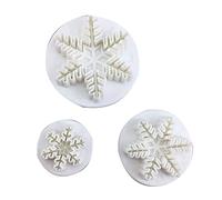 Lot de 3 emporte-pièces en forme de flocon de neige - Emporte-pièces pour biscuits de cuisine - Piston 3D - Outils de décoration de gâteaux