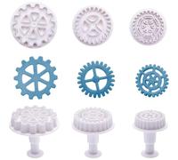 Lot de 3 emporte-pièces en forme de roue d'horloge, moule à piston en forme de rouage steampunk pour décoration de gâteaux, biscuits, aliments