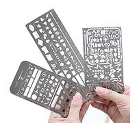 Lot de 3 en acier inoxydable Dessin Peinture Pochoirs Échelle Modèle Définit graphique Numéro de pochoirs Modèle Règle Pochoirs