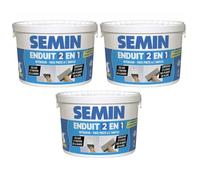 Lot de 3 enduits 2 en 1 multifonctions Semin - joint et lissage de la plaque de plâtre - intérieur - seau de 7 kg