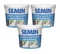 Lot de 3 enduits de lissage cuisine et salle de bain Semin - adapté aux pièces humides - seau de 1 kg