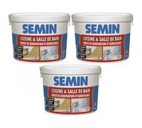 SEMIN Enduit de Rebouchage & Rénovation Cuisine et Salle de Bain 5kg - Enduit Prêt à l’Emploi, Haute Adhérence sur Carrelage sans Primaire, Résistant à l’Humidité, Murs Intérieurs- Lot de 3