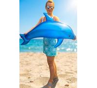 Lot de 3 énormes dauphins nacrés gonflables de 101,6 cm pour piscine, plage, piscine, décoration sur le thème aquatique, fête d'anniversaire, buffet, décoration de table (bleu - lot de 3)