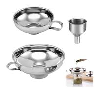 Lot de 3 Entonnoirs Cuisine Inox avec Poignée, Grand et Petit Entonnoir pour Confiture, Liquides, Huiles, Poudres et Remplissage Bocaux