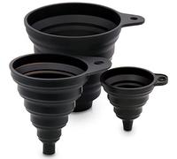 Lot de 3 entonnoirs de cuisine de qualité alimentaire pour remplir des bouteilles, entonnoir pliable en silicone de qualité supérieure pour transfert de liquide, transfert de poudre, grand entonnoir à