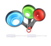 Lot de 3 entonnoirs en silicone pliables avec 2 brosses de nettoyage blanches, entonnoir de cuisine, entonnoir pliable, entonnoir de champignons, entonnoir à confiture, entonnoir à grande ouverture