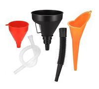 Lot de 3 entonnoirs flexibles en plastique avec long bec et tuyau, entonnoir universel pour huile, essence, carburant, pour voiture, moto, rouge/orange/noir