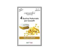 Lot de 3 enveloppes parfumées de 4 placards et tiroirs parfum Gold Flower. Camomille Turin, Italie.