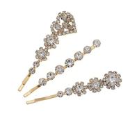 Lot de 3 épingles à cheveux en cristal strass Bobby Pin Diamant Barrettes à cheveux Pince à cheveux Bijoux en métal Barrettes à cheveux Set pour les fêtes quotidiennes, les mariages, la Saint-Valentin