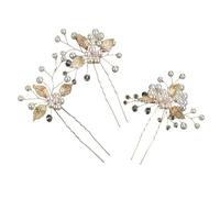 Lot de 3 épingles à cheveux en perles faites à la main - Couleur argentée/dorée - Accessoires de fête pour femme et femme - Cadeau créatif tendance