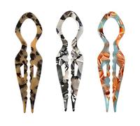 Lot de 3 épingles à cheveux françaises magiques en forme de U pour femme, épingles à cheveux torsadées en acétate, cheveux longs, accessoires de coiffure pour Noël (3 couleurs)