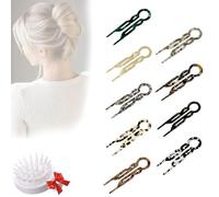 Lot de 3 épingles à cheveux Prestige pour femme, épingles à cheveux françaises en forme de U, double mécanisme de verrouillage à double encoche, adaptées à tous les types de cheveux (D-9 pièces)