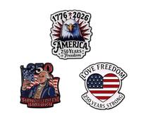 Lot de 3 épingles commémoratives pour 250e anniversaire de l'Amérique, 1776 2026 « 250 Years of Freedom » - Pour le jour de l'indépendance et la fête des patriotes