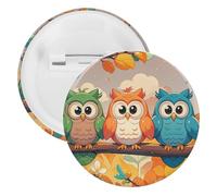 Lot de 3 épingles rondes en métal avec motif hiboux - Pour sac à dos - Pour chemises, vestes, châles, manteaux - Unisexe, 12PCS, Fer blanc, épingles rondes en métal