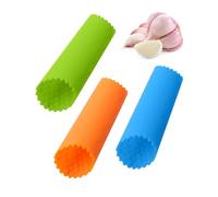 Lot de 3 éplucheurs d'ail en silicone, éplucheur d'ail, ustensile de cuisine, éplucheur d'ail en silicone, outils de cuisine simples et pratiques (bleu, vert, orange)