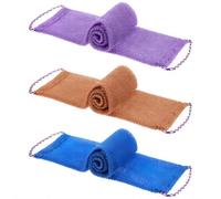 Lot de 3 éponges de bain en maille africaine absorbant l'eau longue bande exfoliante pour bain exfoliant léger moussant rapidement
