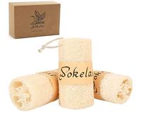 Lot de 3 éponges de luffa bio naturelles pour nettoyer la peau, exfoliation de la peau, bain et soin du dos, spa, douche corporelle, soin quotidien de la peau