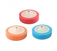 Lot de 3 éponges de polissage de voiture de 150 mm avec filetage M14 pour le polissage et le polissage, têtes de balai en mousse souple en rouge, orange, bleu/noir, blanc, orange (A)