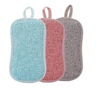 Lot de 3 Éponges Double Faces Réutilisables, Eponge Vaisselle Lavables en Machine, Eponge Magique Lavable Cuisine Microfibre éponge Anti Rayure et Multi-Surfaces (F)