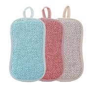 Lot de 3 Éponges Double Faces Réutilisables, Eponge Vaisselle Lavables en Machine, Eponge Magique Lavable Cuisine Microfibre éponge Anti Rayure et Multi-Surfaces (E)