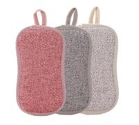 Lot de 3 Éponges Double Faces Réutilisables, Eponge Vaisselle Lavables en Machine, Eponge Magique Lavable Cuisine Microfibre éponge Anti Rayure et Multi-Surfaces (H)