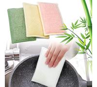Lot de 3 - Éponges Réutilisables Lavables en Fibre de Bambou - Durable et Biodégradable | Éponge Vaisselle Écologique sans Produits Chimiques | Zéro Déchet et Hypoallergénique | Dure Longtemps