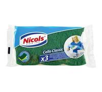 Lot de 3 éponges végétale grattante verte - NICOLS - Cello classic