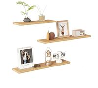Lot de 3 Etagere Murale en Bois Design Moderne Étagère Flottante Combinable, grande capacité de charge，Idéal pour exposer plantes et objets artisanaux dans le salon et la chambre Original Wood