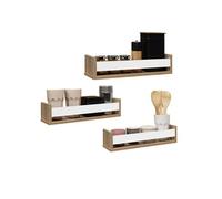 Lot de 3 étagères à épices murales JULES façon hêtre et blanc