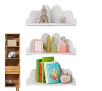 Lot de 3 étagères d'angle en bois | Étagères murales flottantes inspirées des nuages, étagères festonnées de 25,5 cm pour chambre d'enfant, décoration de chambre d'enfant, organisateur de rangement de